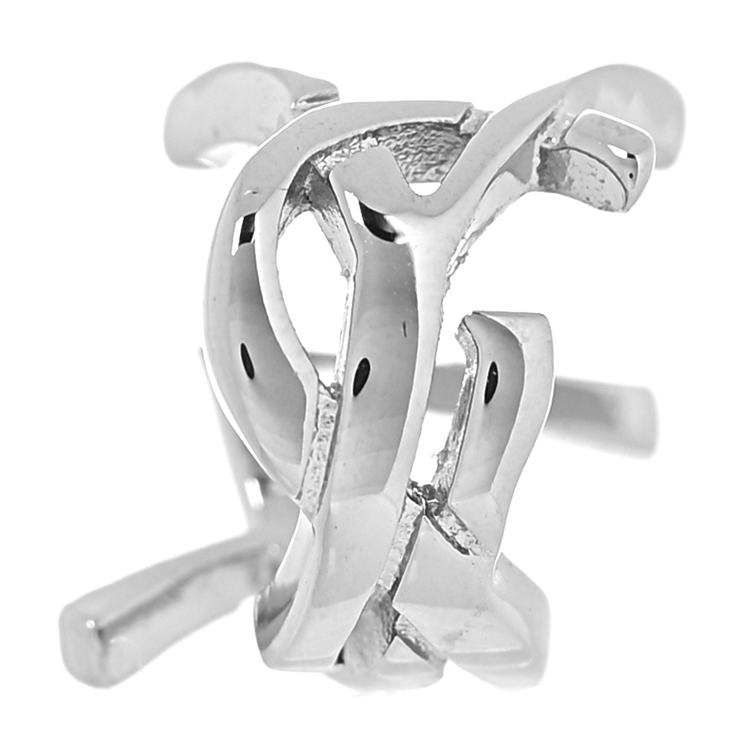 Metal Small Cassandre YSL Logo Ear Cuff Earring Silver