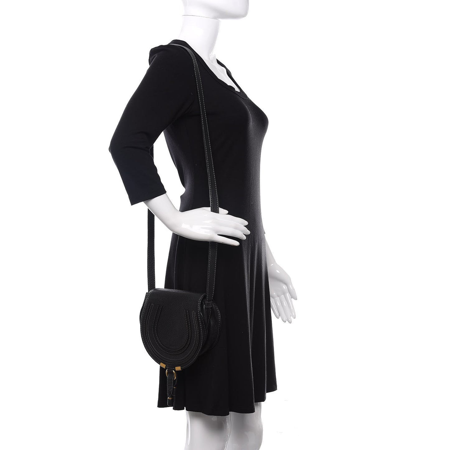 Calfskin Mini Marcie Round Crossbody Bag Black