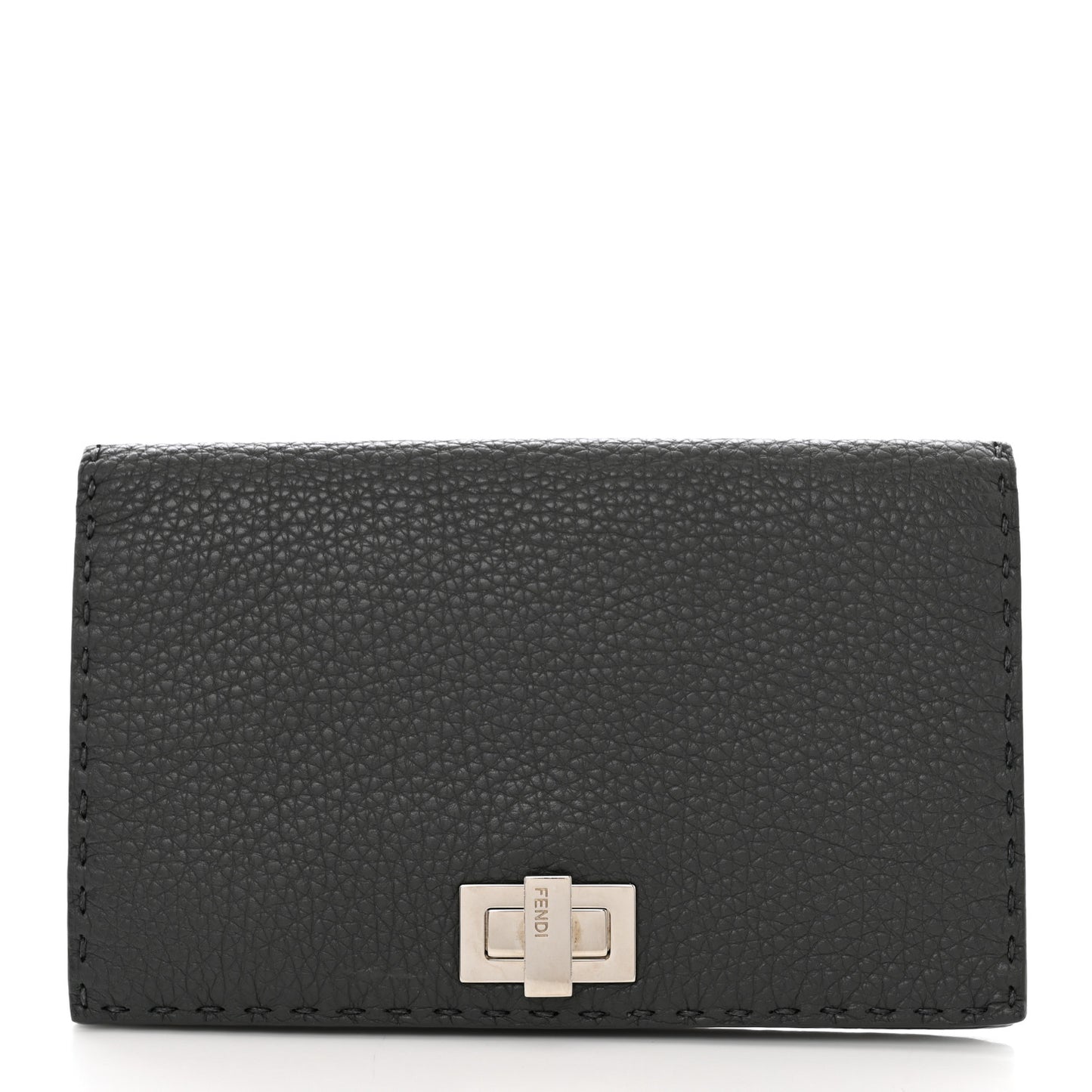 Cuoio Romano Selleria Mini Peekaboo Clutch Wallet Black