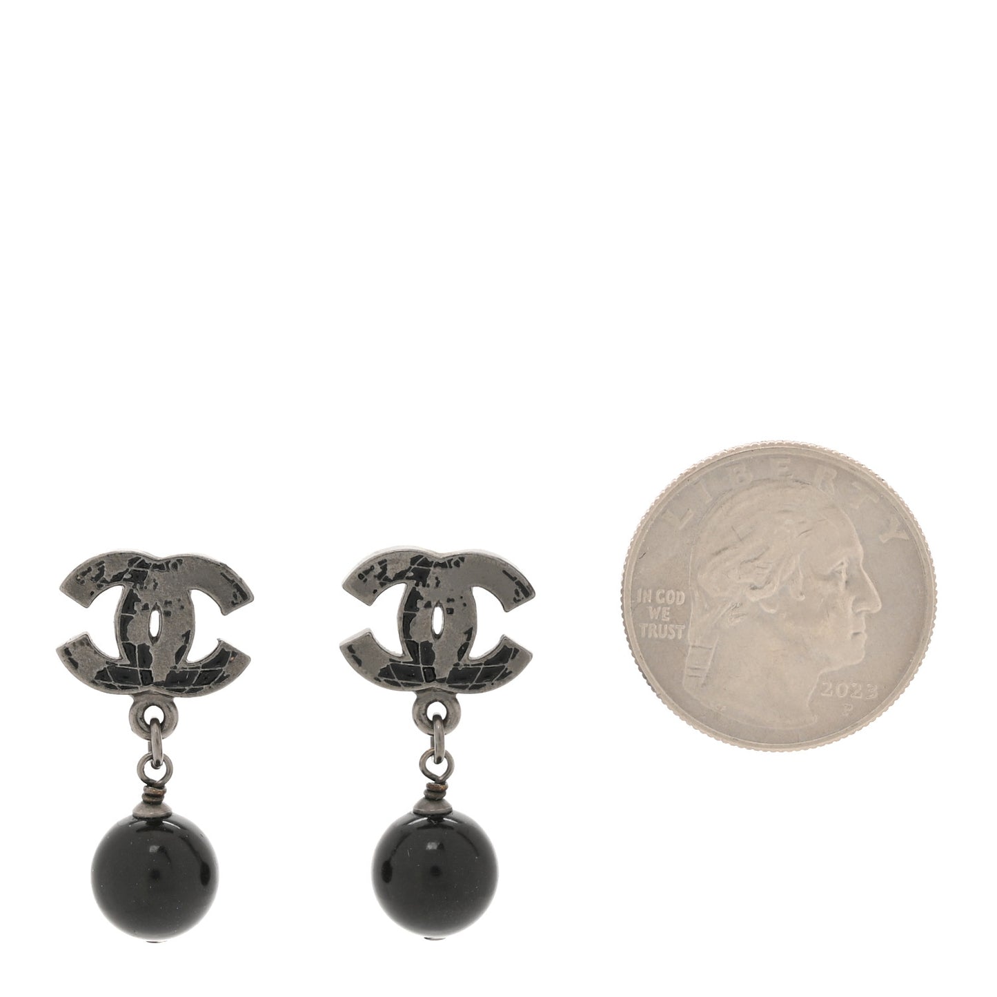 CC Globe Drop Earrings Ruthenium Ruthenium Black