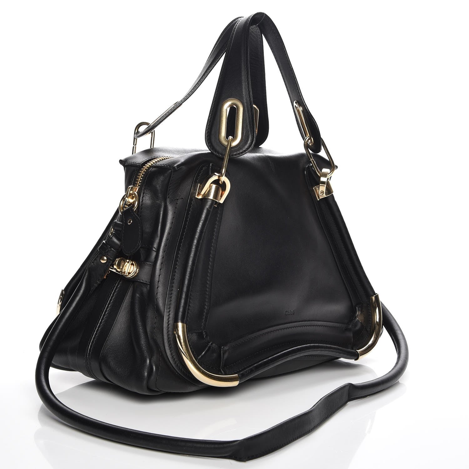 Chloe Calfskin Medium Paraty Metal Bar Trim Black 4 of 8