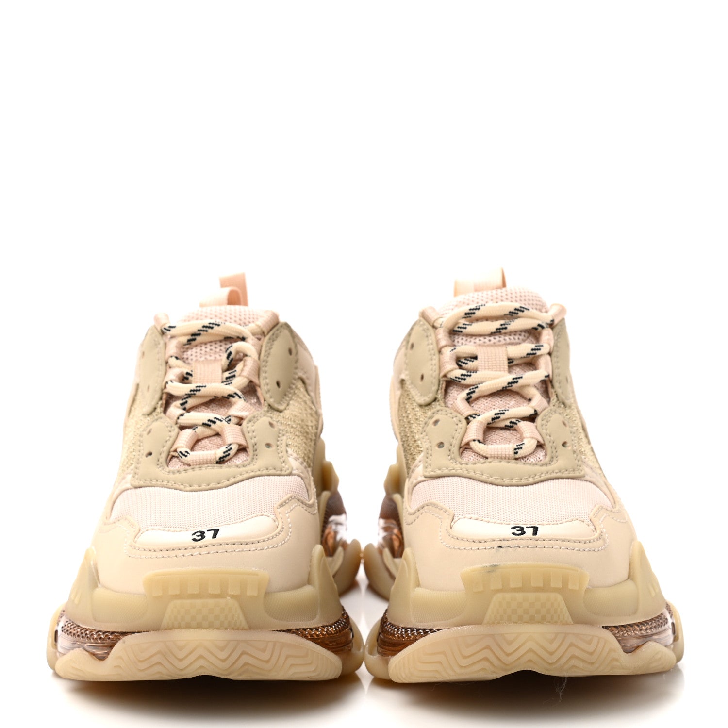 Balenciaga Fabric Mesh Clear Sole Womens Triple S Sneakers 37 Beige 2 of 10