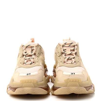 Balenciaga Fabric Mesh Clear Sole Womens Triple S Sneakers 37 Beige 2 of 10