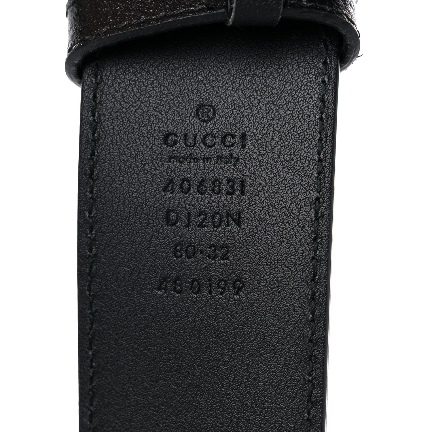 Gucci Textured Dollar Calfskin Nickel Double G 40mm Belt 80 32 Black 3 of 5