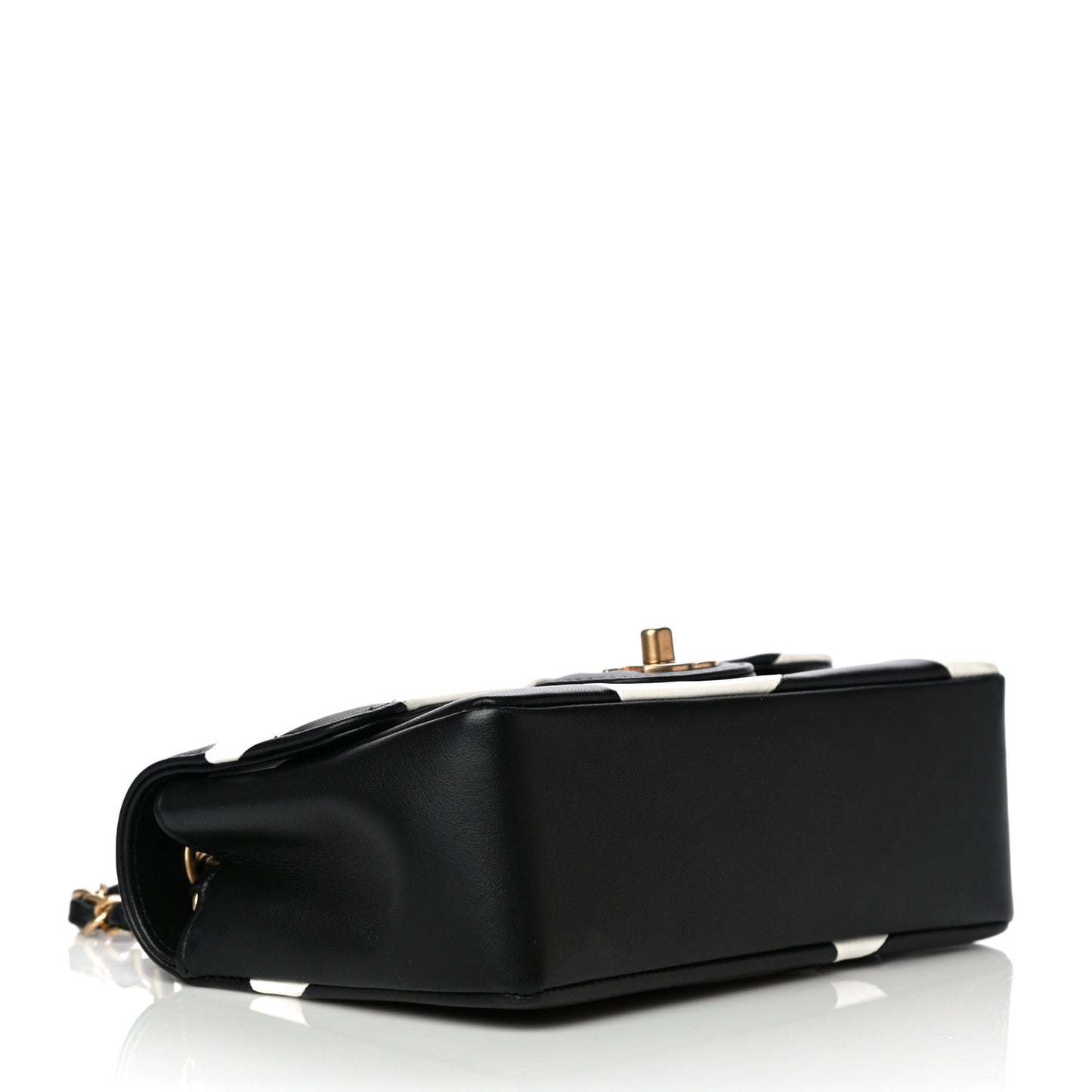 Lambskin Geometric Patchwork Mini Flap Black White