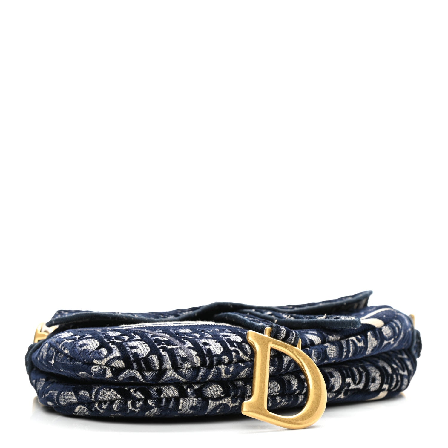 Christian Dior Velvet Oblique Saddle Bag Blue 4 of 11