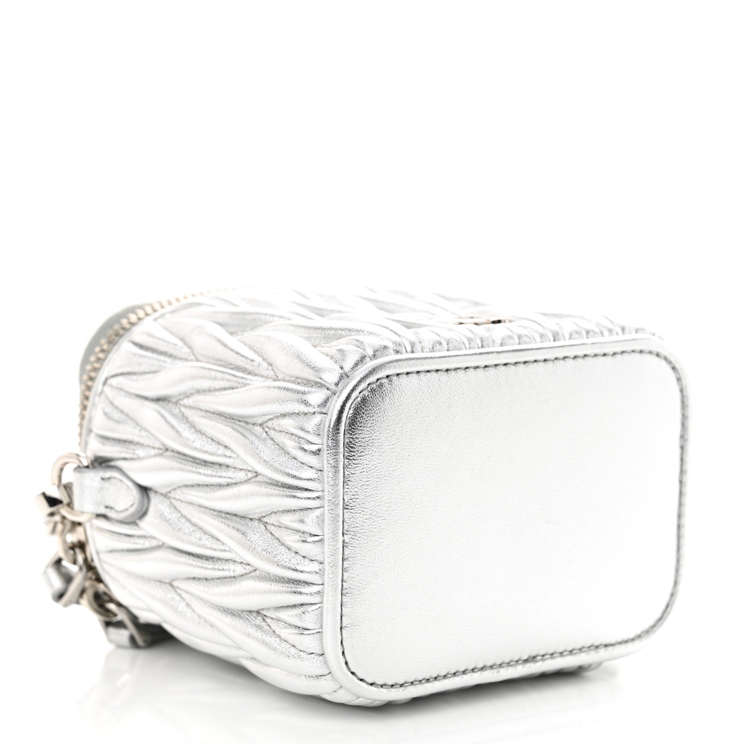 Miu Miu Metallic  Nappa Matelasse Micro Vanity Case Silver 5 of 11