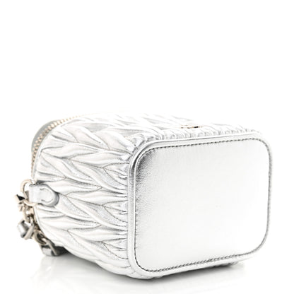 Miu Miu Metallic  Nappa Matelasse Micro Vanity Case Silver 5 of 11