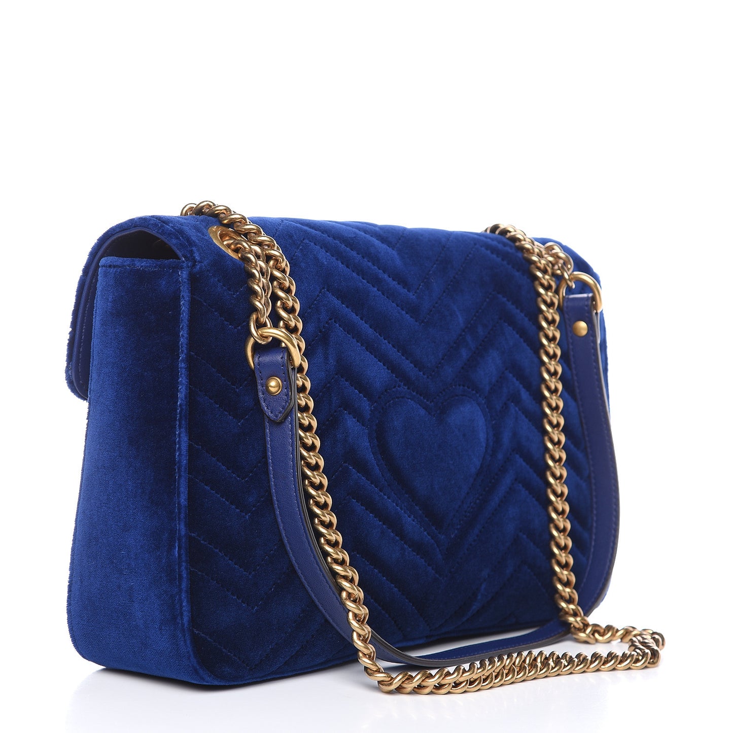 Velvet Matelasse Medium GG Marmont Shoulder Bag Cobalt Blue