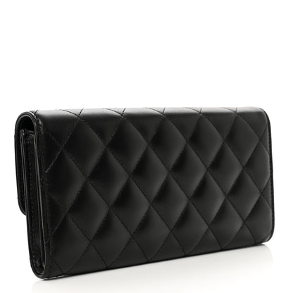 Chanel Lambskin Quilted Large Gusset Flap Wallet Black 3 of 8