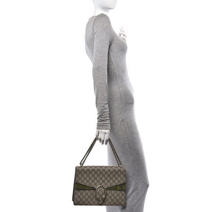 Gucci GG Supreme Monogram Snakeskin Medium Dionysus Shoulder Bag Green 3 of 12
