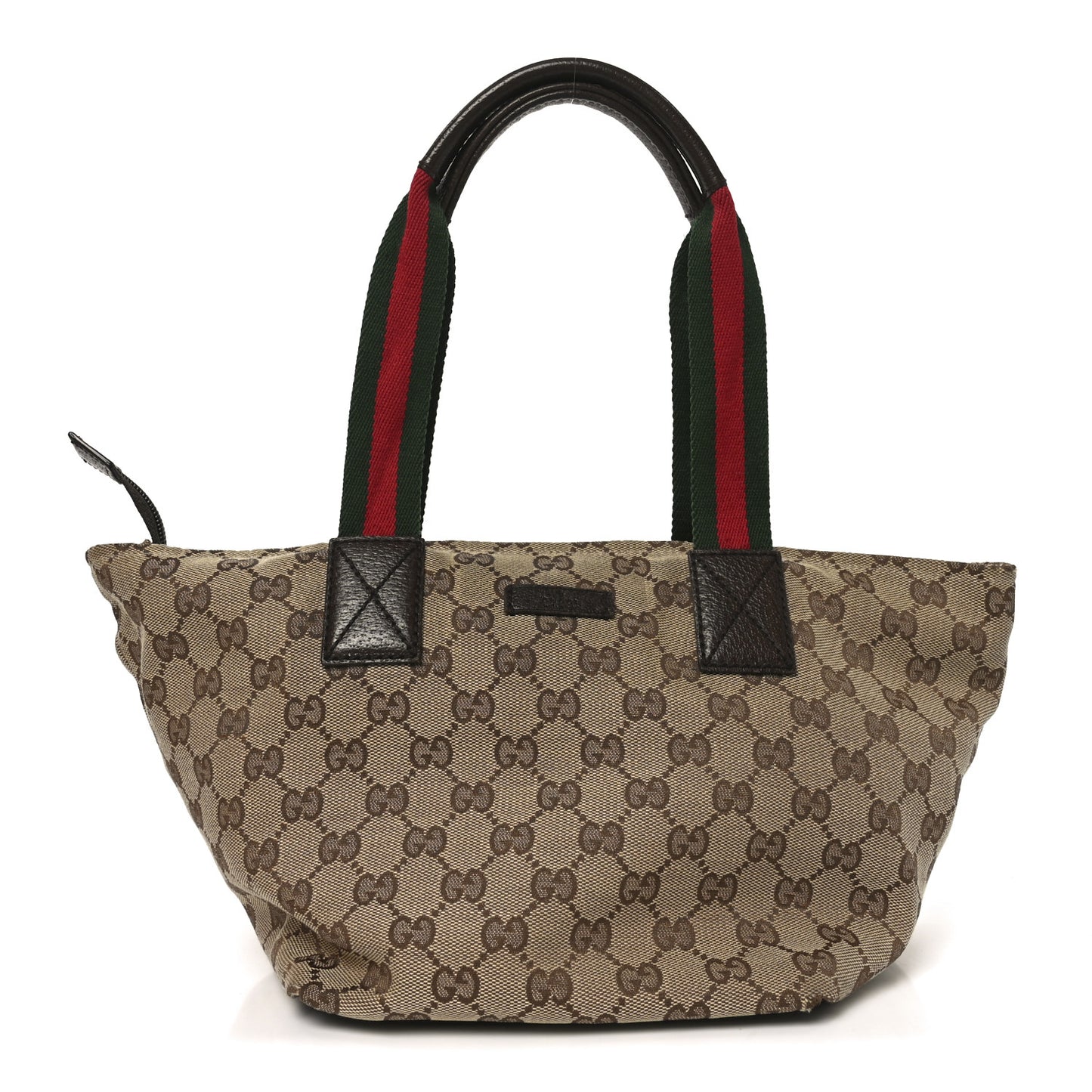 GG Monogram Small Web Handle Bucket Tote Dark Brown
