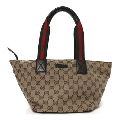 Gucci GG Monogram Small Web Handle Bucket Tote Dark Brown 1 of 10
