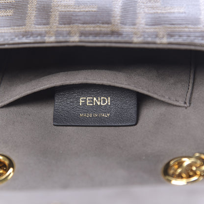 Fendi Glazed Fabric Vitello Century FF 1974 Stamp Patch Mini Double F Crossbody Bag Mogano Panna Black 5 of 9