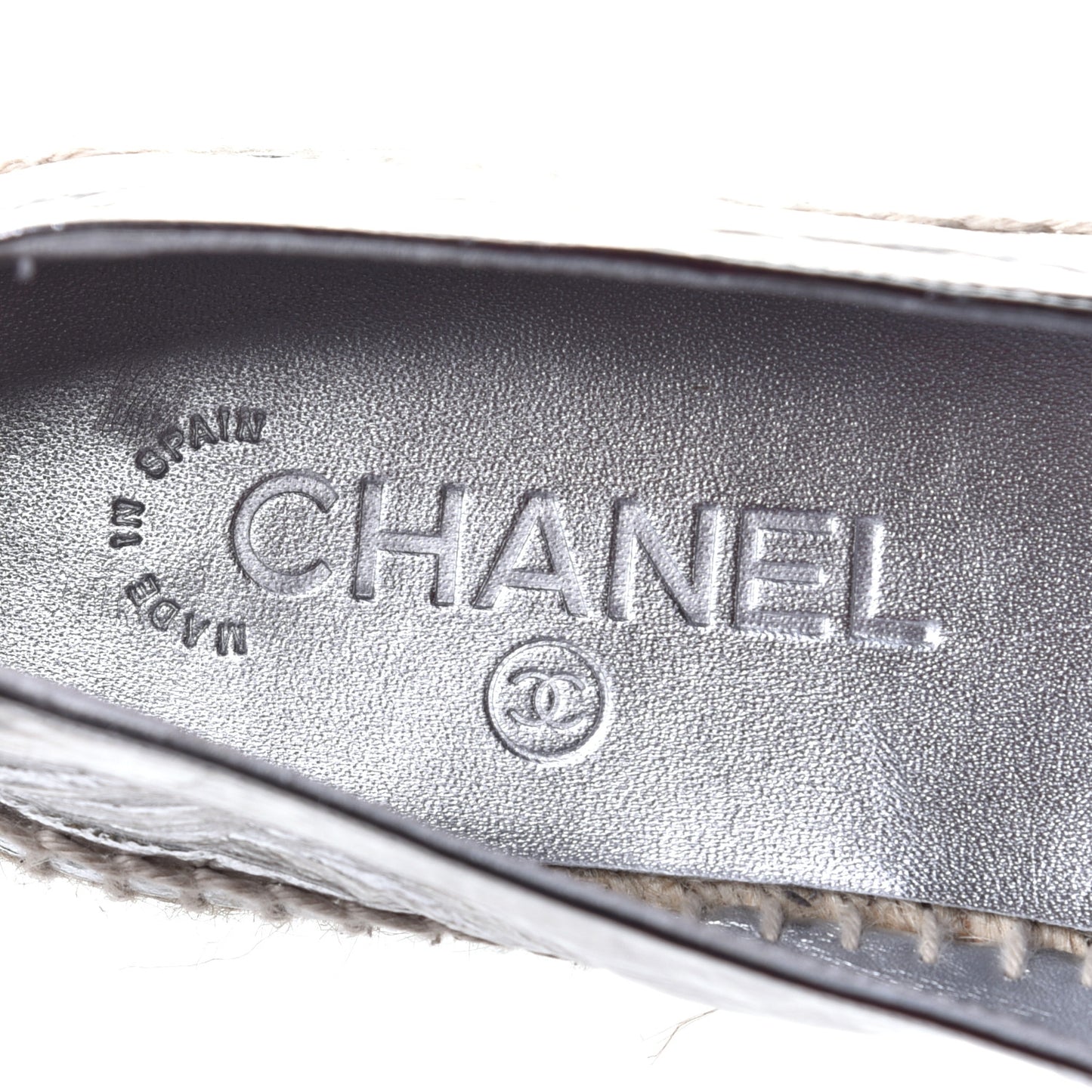 Laminated Goatskin CC Espadrilles 38 Silver