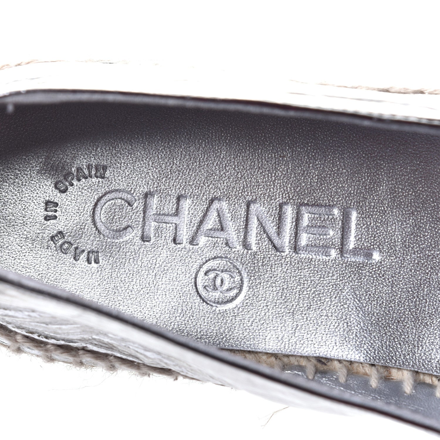 Chanel Laminated Goatskin CC Espadrilles 38 Silver 7 of 10