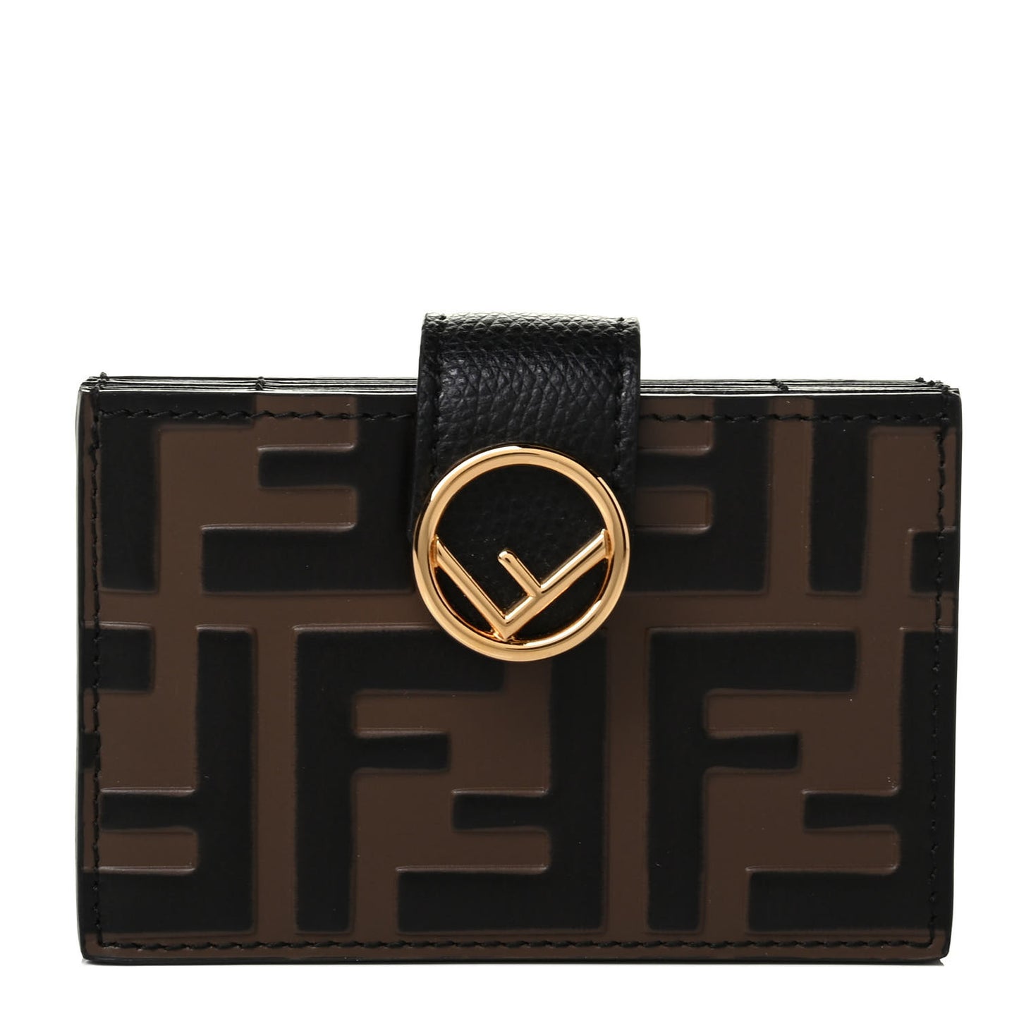 Vitello Cruise F is Fendi Bi-Color FF 1974 Embossed Gusseted Card Holder Maya Black