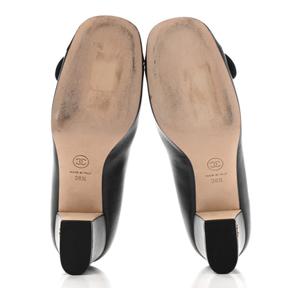 Chanel Lambskin Patent Calfskin Pearl Camellia Cap Toe Pumps 38.5 Black 5 of 16