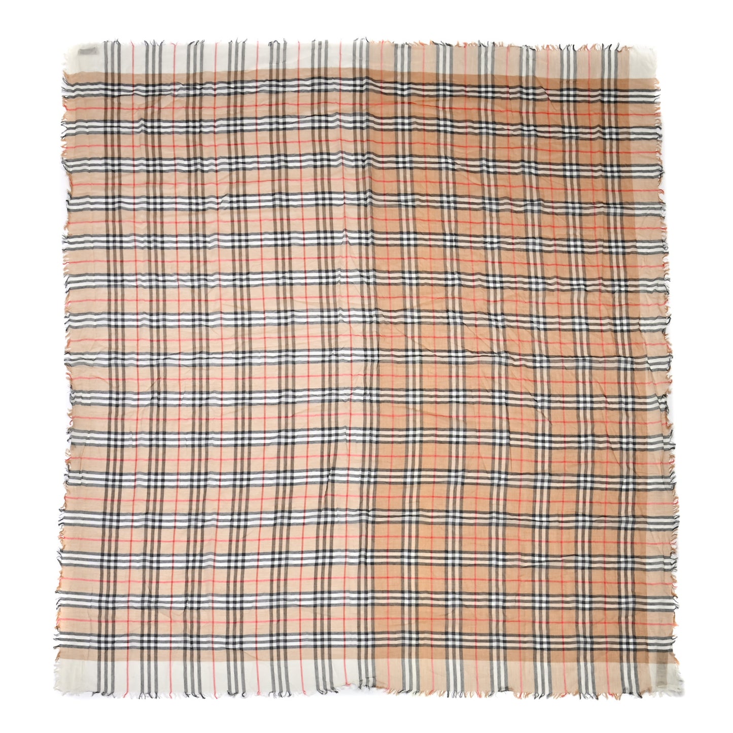 Cotton Vintage Check Two Tone Lightweight Scarf Archive Beige Grey