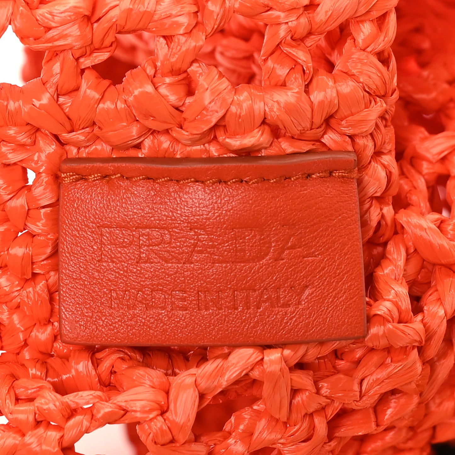 Yarn Raffia Effect Crochet Logo Embroidered Tote Bag Arancio