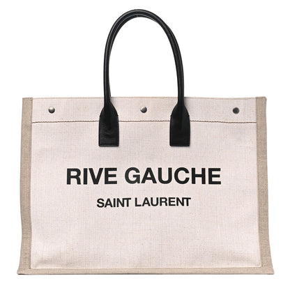 Saint Laurent Linen Calfskin Rive Gauche Tote Optic White 1 of 10
