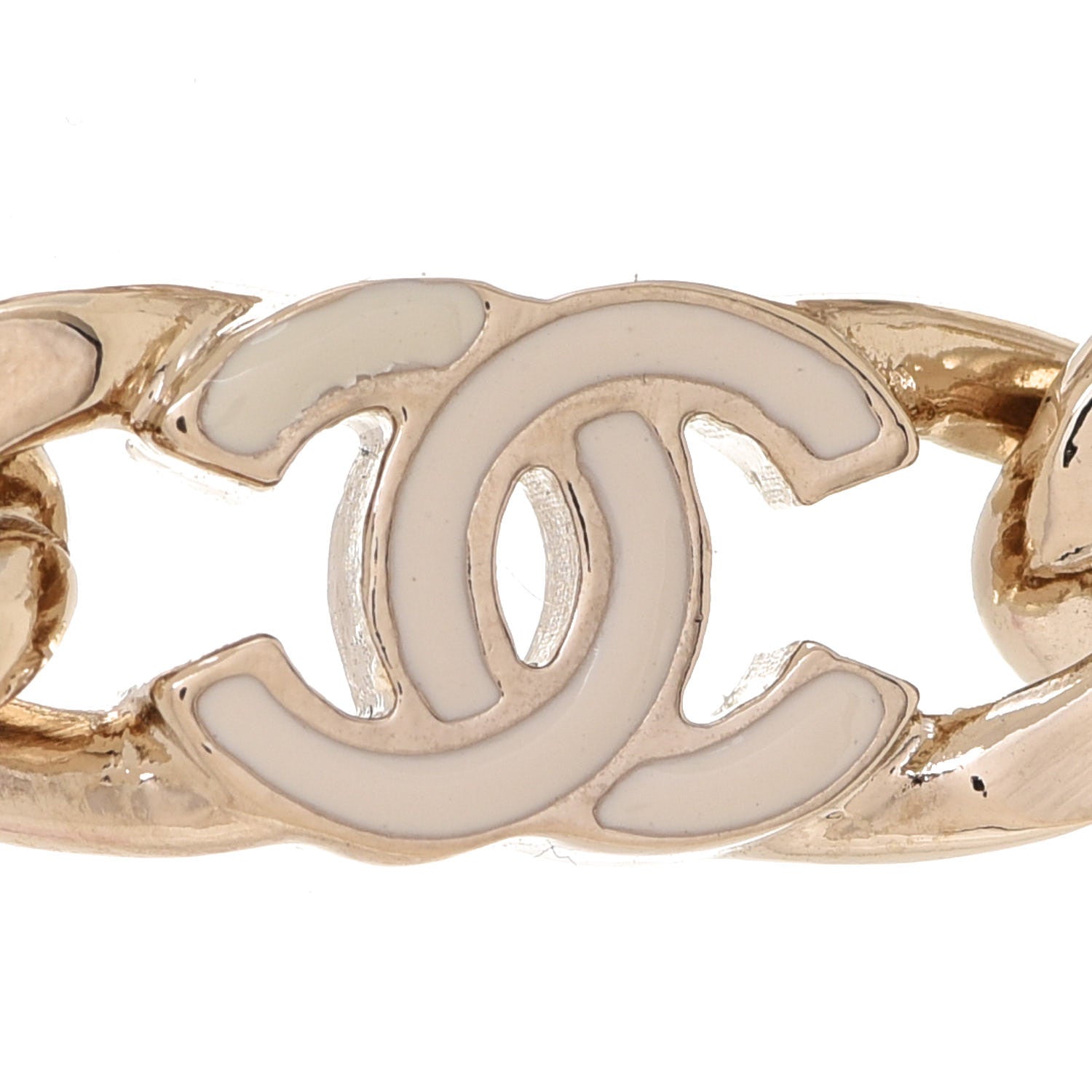 Chanel Enamel Metal CC Chain Bracelet Gold White 4 of 6