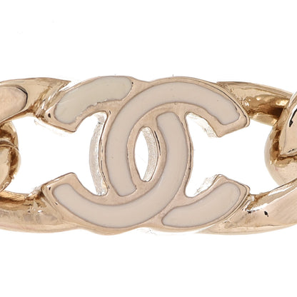 Chanel Enamel Metal CC Chain Bracelet Gold White 4 of 6