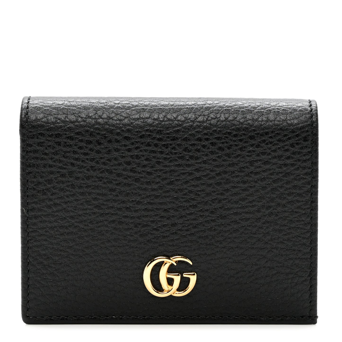 Pebbled Calfskin GG Marmont Card Case Black