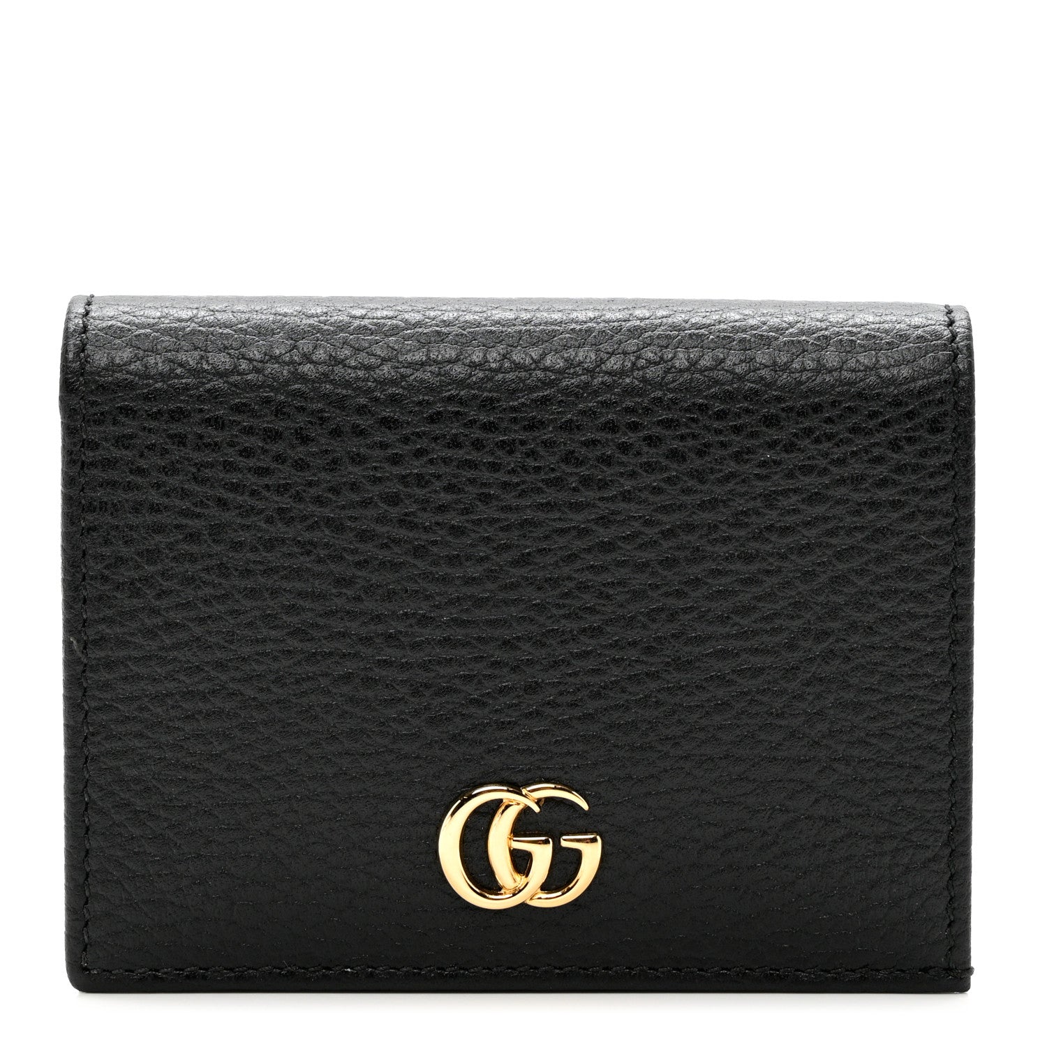 Gucci Pebbled Calfskin GG Marmont Card Case Black 1 of 6