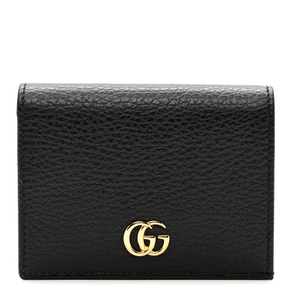 Gucci Pebbled Calfskin GG Marmont Card Case Black 1 of 6