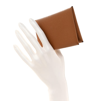 Hermes Epsom Calvi Duo Card Case Gold 2 of 8