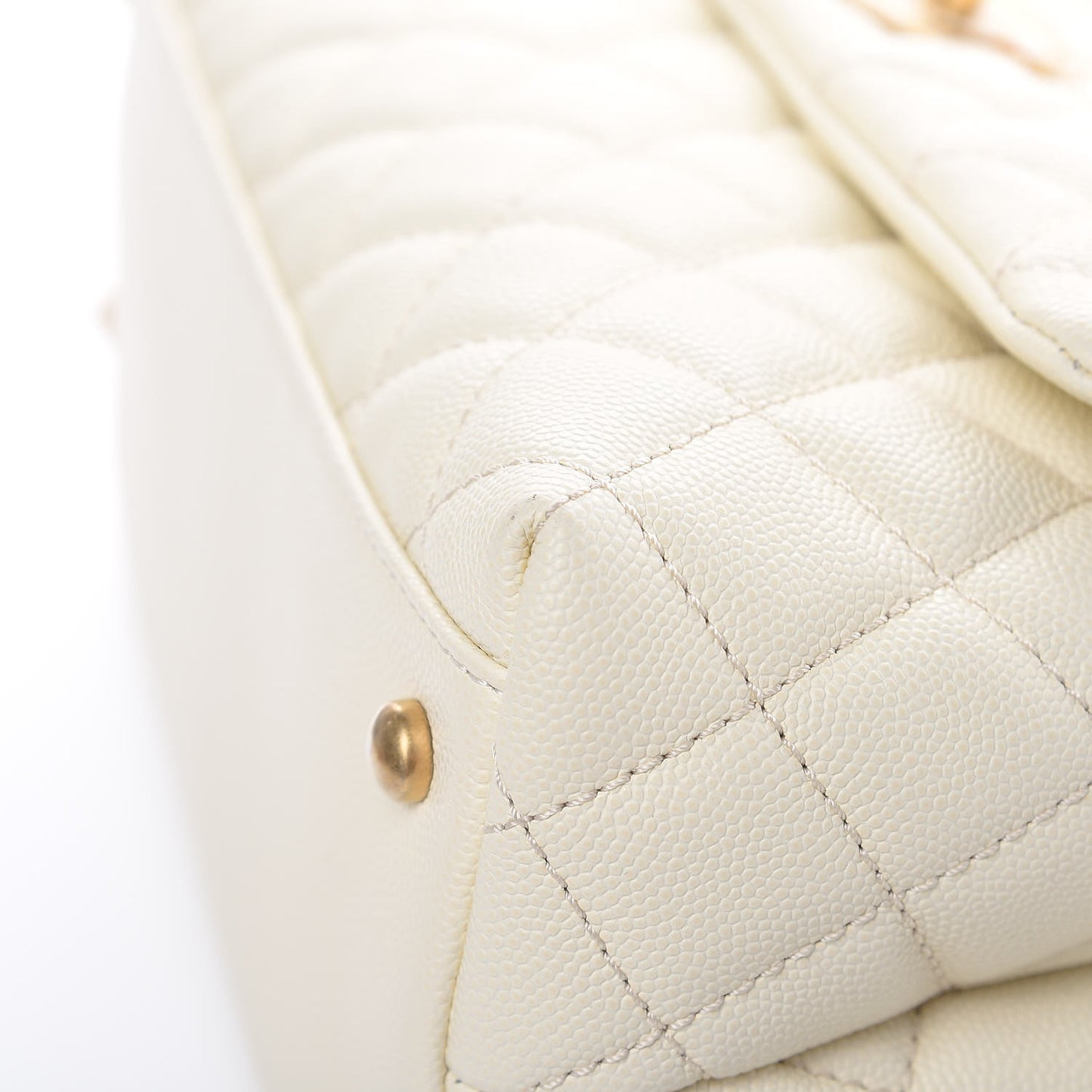 Caviar Elaphe Quilted Small Coco Handle Flap Ivory
