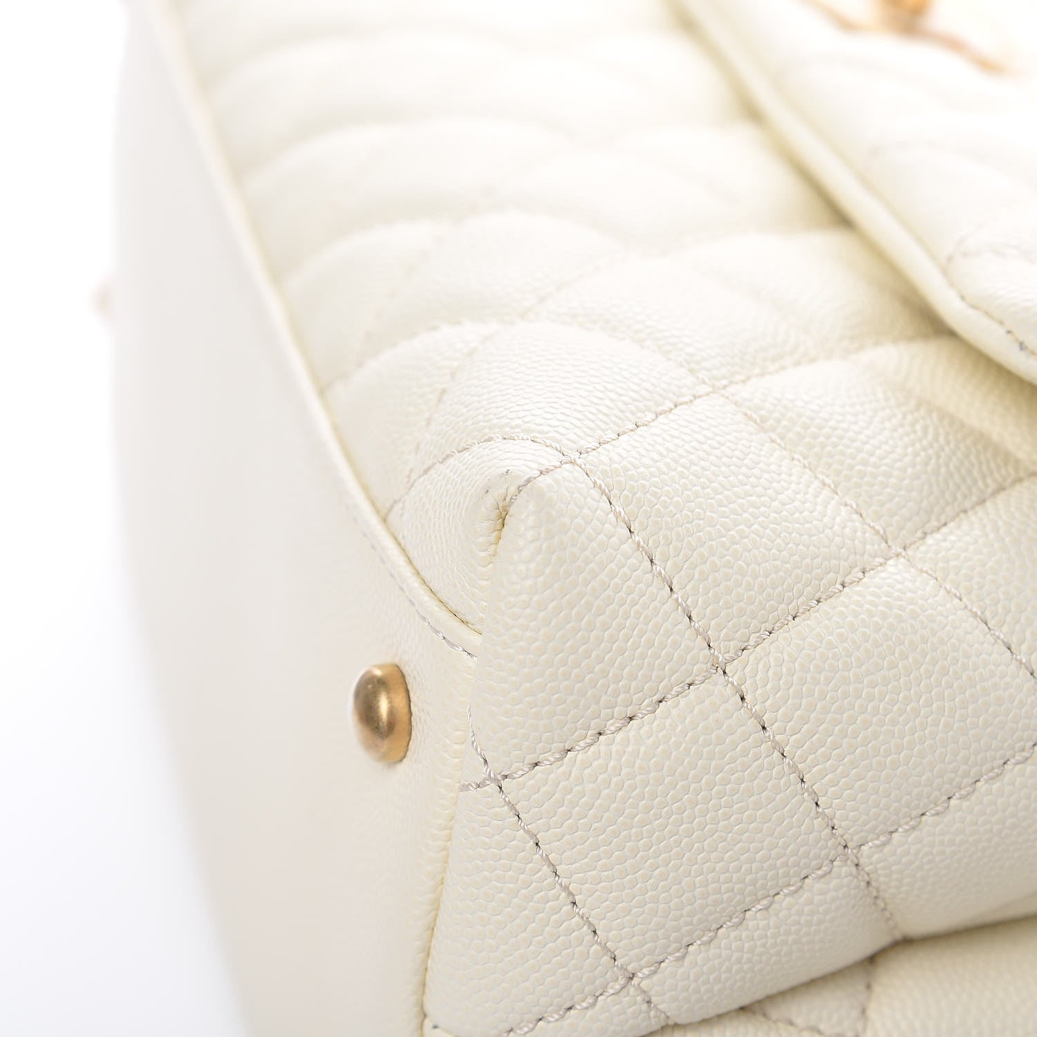 Chanel Caviar Elaphe Quilted Small Coco Handle Flap Ivory 10 of 18