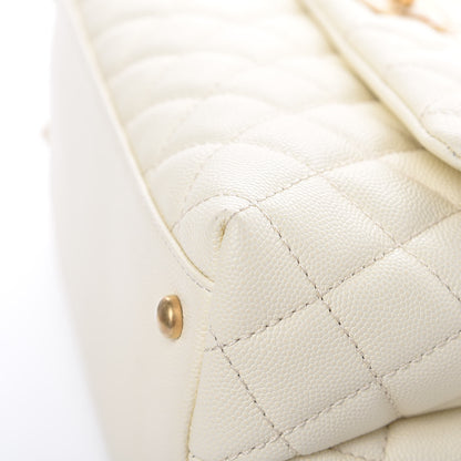 Chanel Caviar Elaphe Quilted Small Coco Handle Flap Ivory 10 of 18