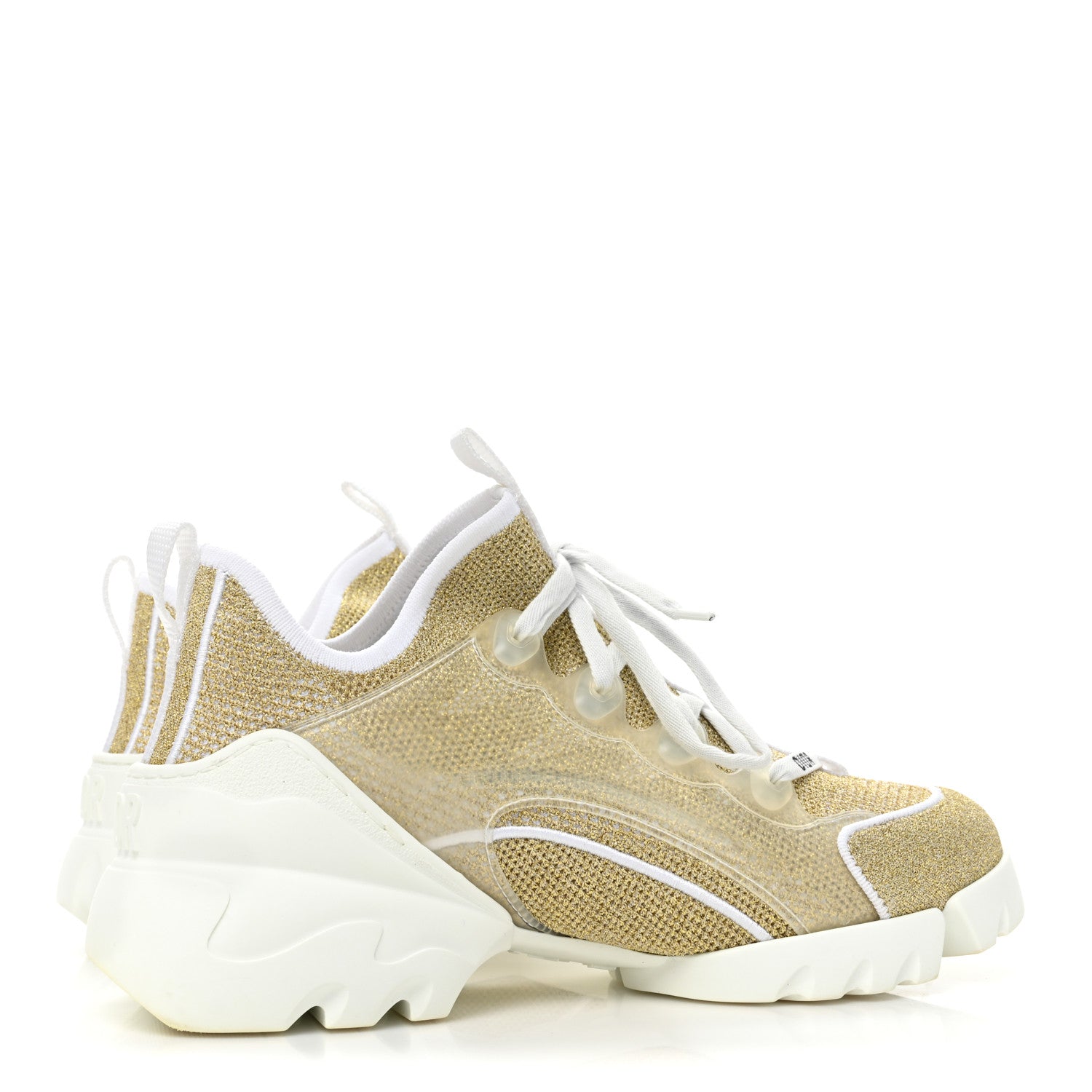 Christian Dior Laminated Knit D-Connect Sneakers 38 Gold 5 of 10