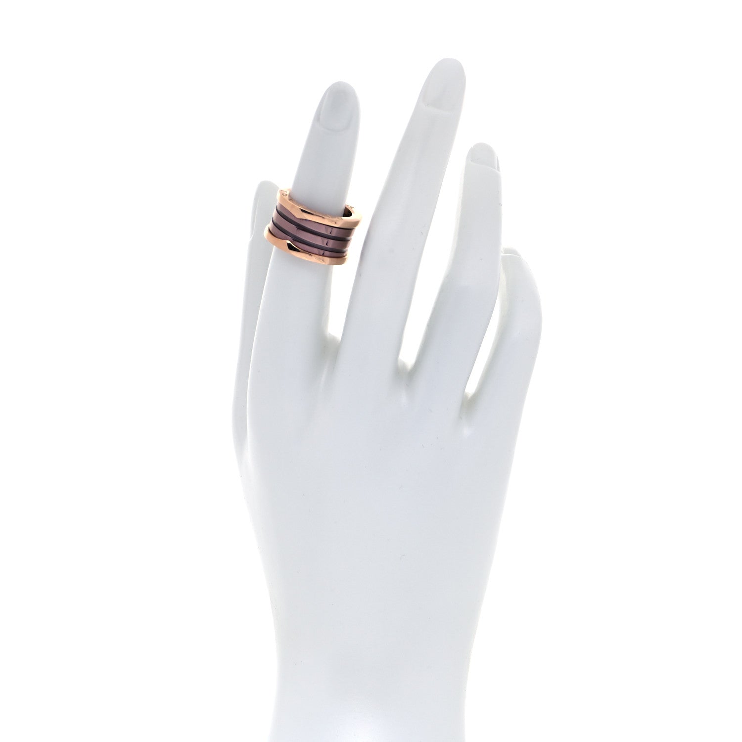 Bulgari 18K Rose Gold Bronze Cermet Roma B.Zero1 Four-Band Ring 51 5.75 3 of 14
