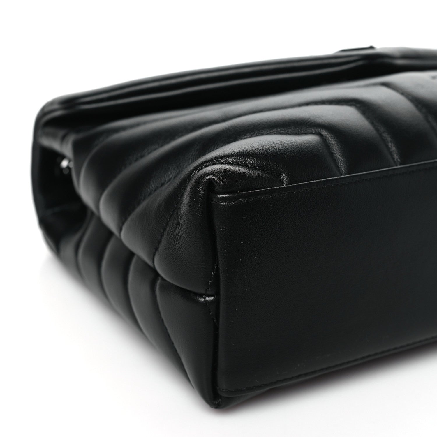 Saint Laurent Calfskin Y Quilted Monogram Monochrome Small Loulou Chain Satchel Black 9 of 10