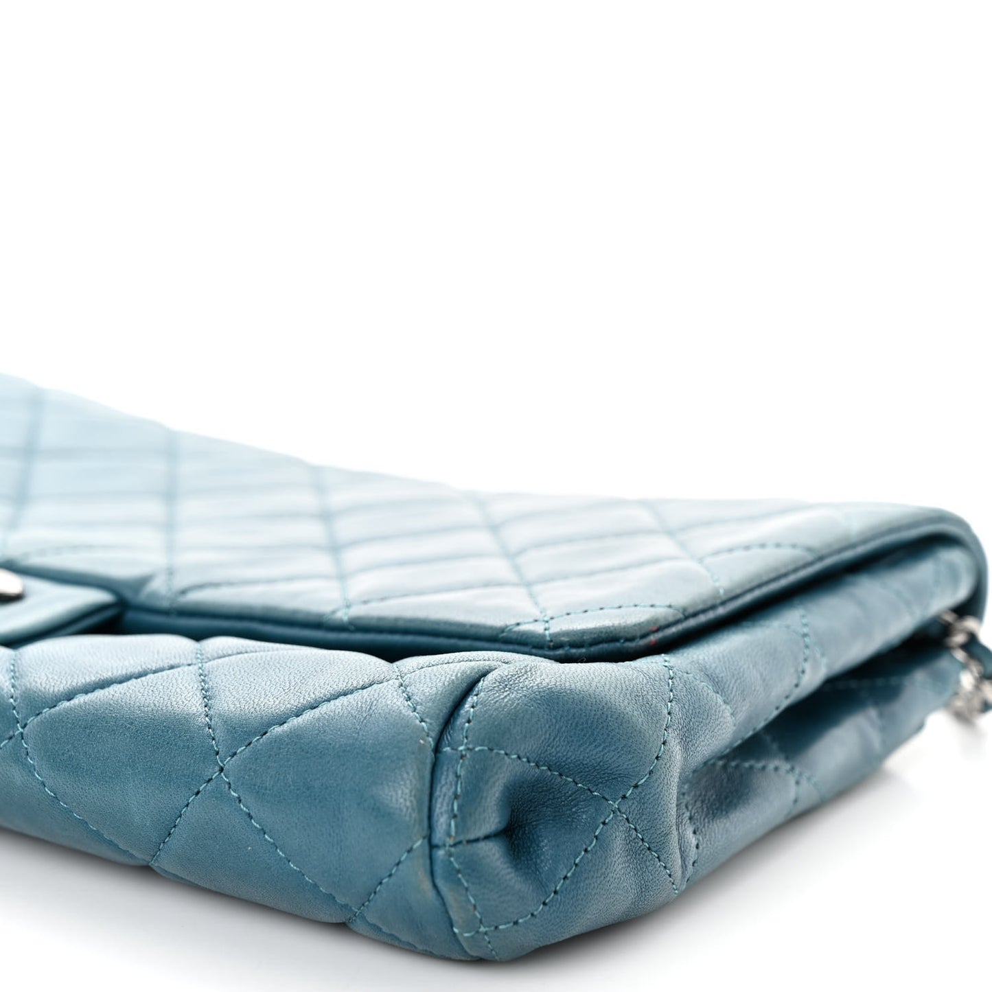 Lambskin Quilted Clutch with Chain Flap Turquoise