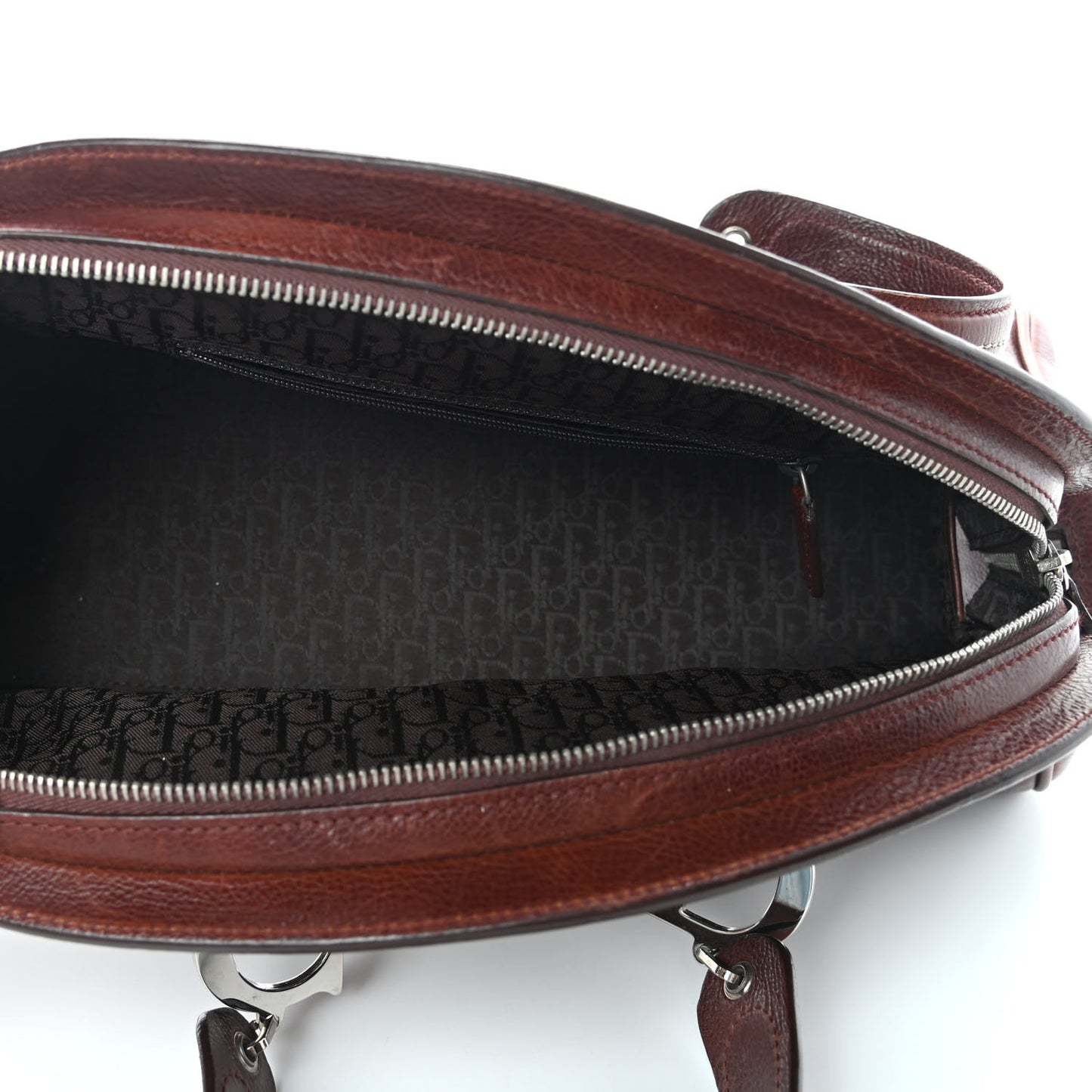 Grained Calfskin Romantic Flowers Frame Satchel Brown