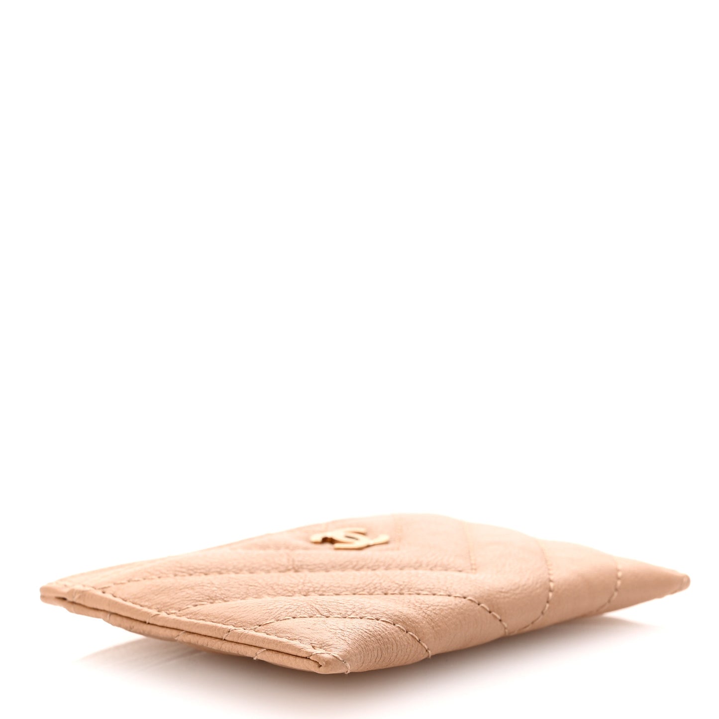 Sheepskin Chevron Quilted Card Holder Beige