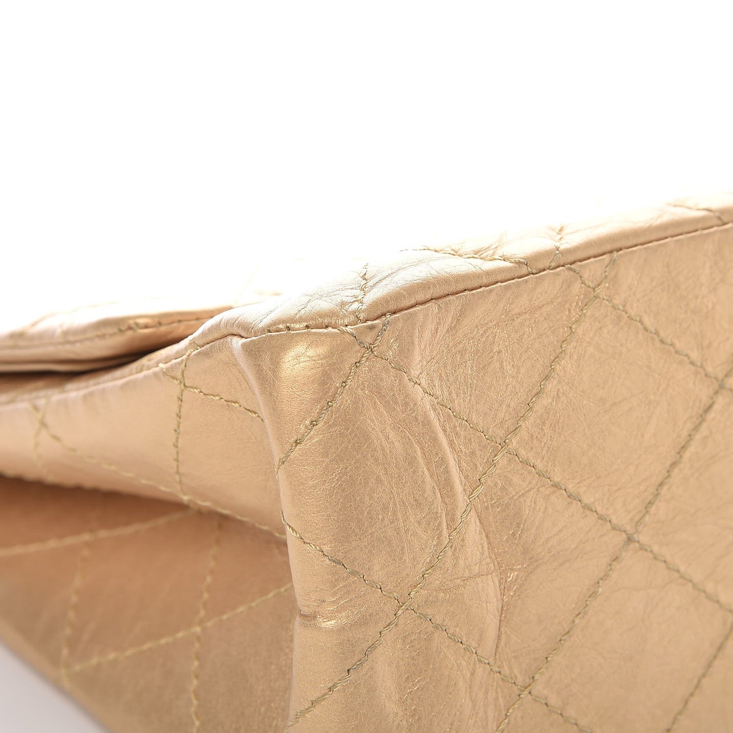 Aged Calfskin Quilted 2.55 Reissue 227 Flap Gold