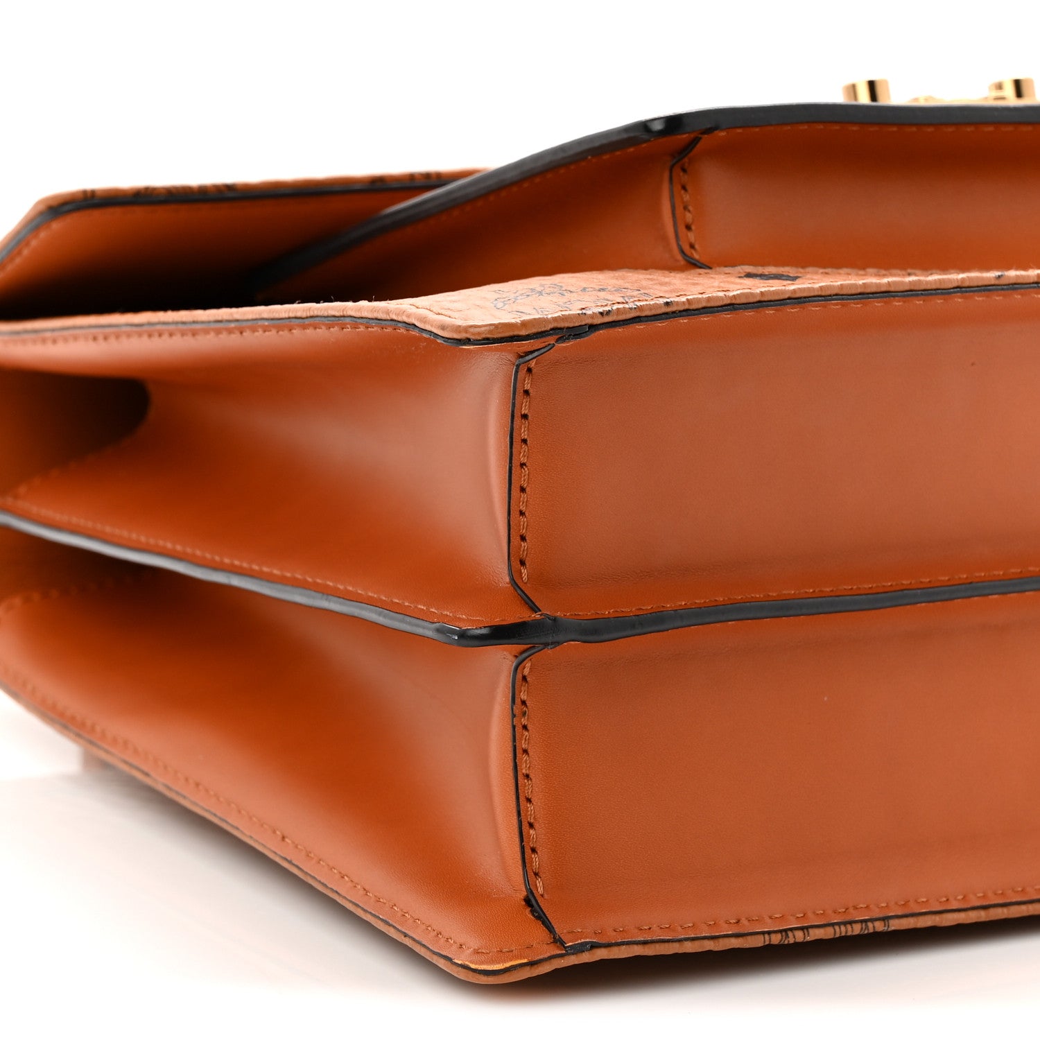MCM Visetos Medium Patricia Pocket Satchel Cognac 8 of 9