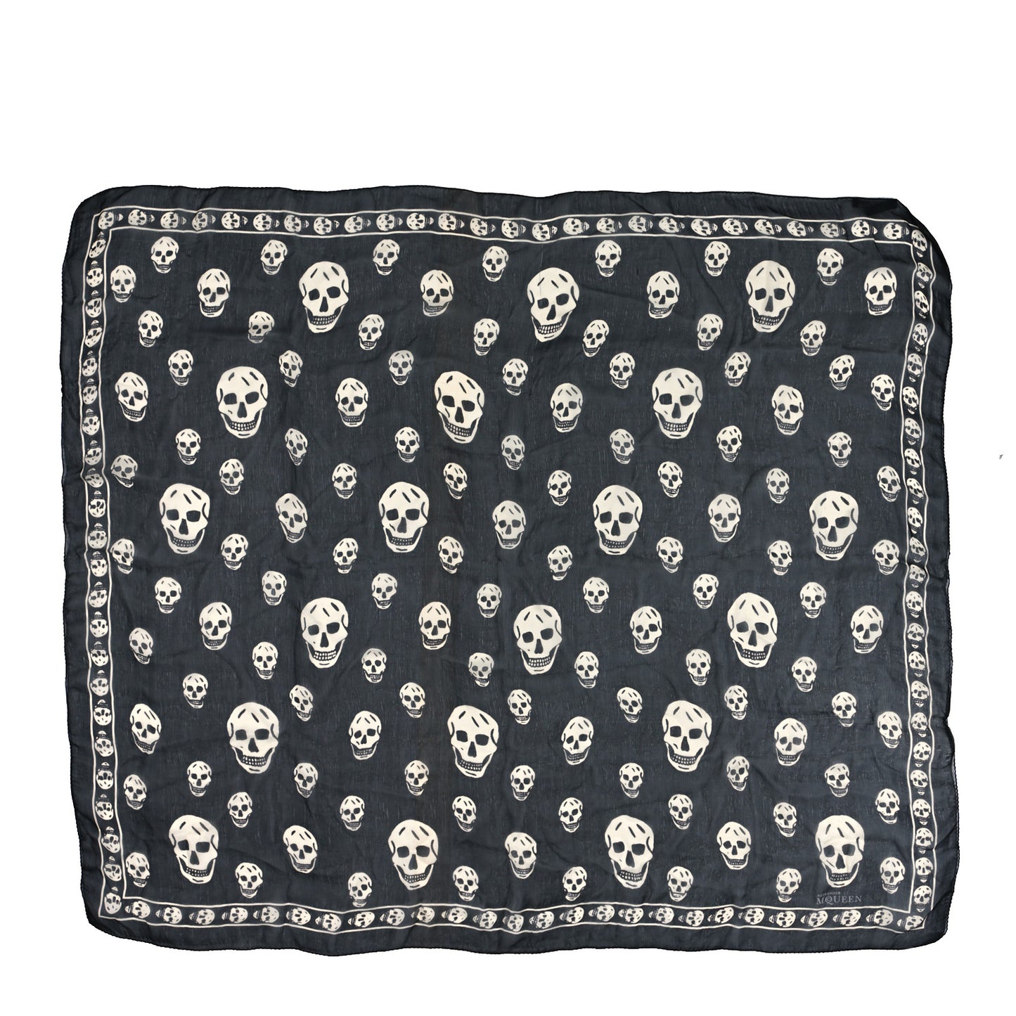 Silk Chiffon Skull Scarf Black Ivory