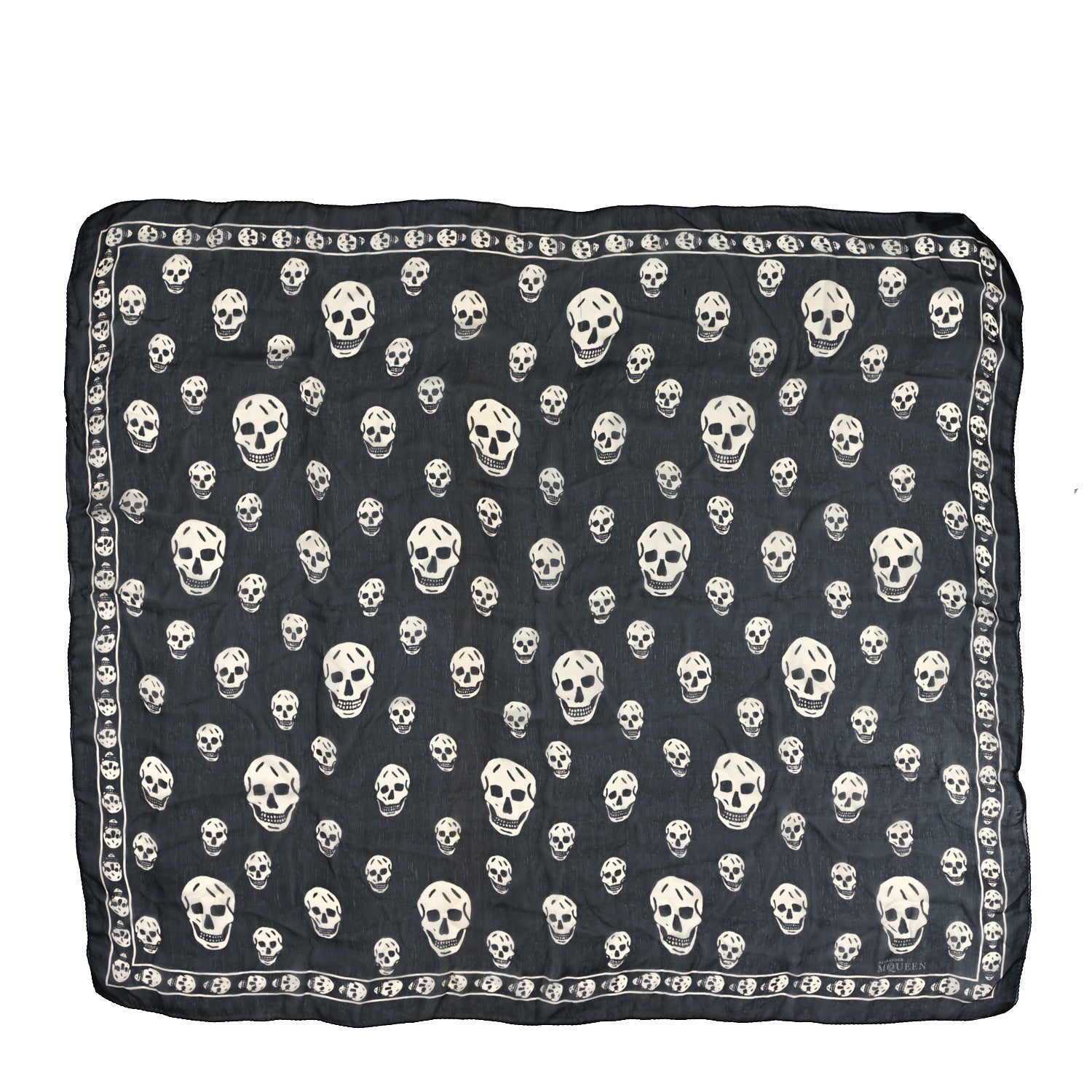 Alexander McQueen Silk Chiffon Skull Scarf Black Ivory 1 of 4