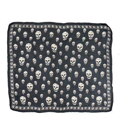 Alexander McQueen Silk Chiffon Skull Scarf Black Ivory 1 of 4
