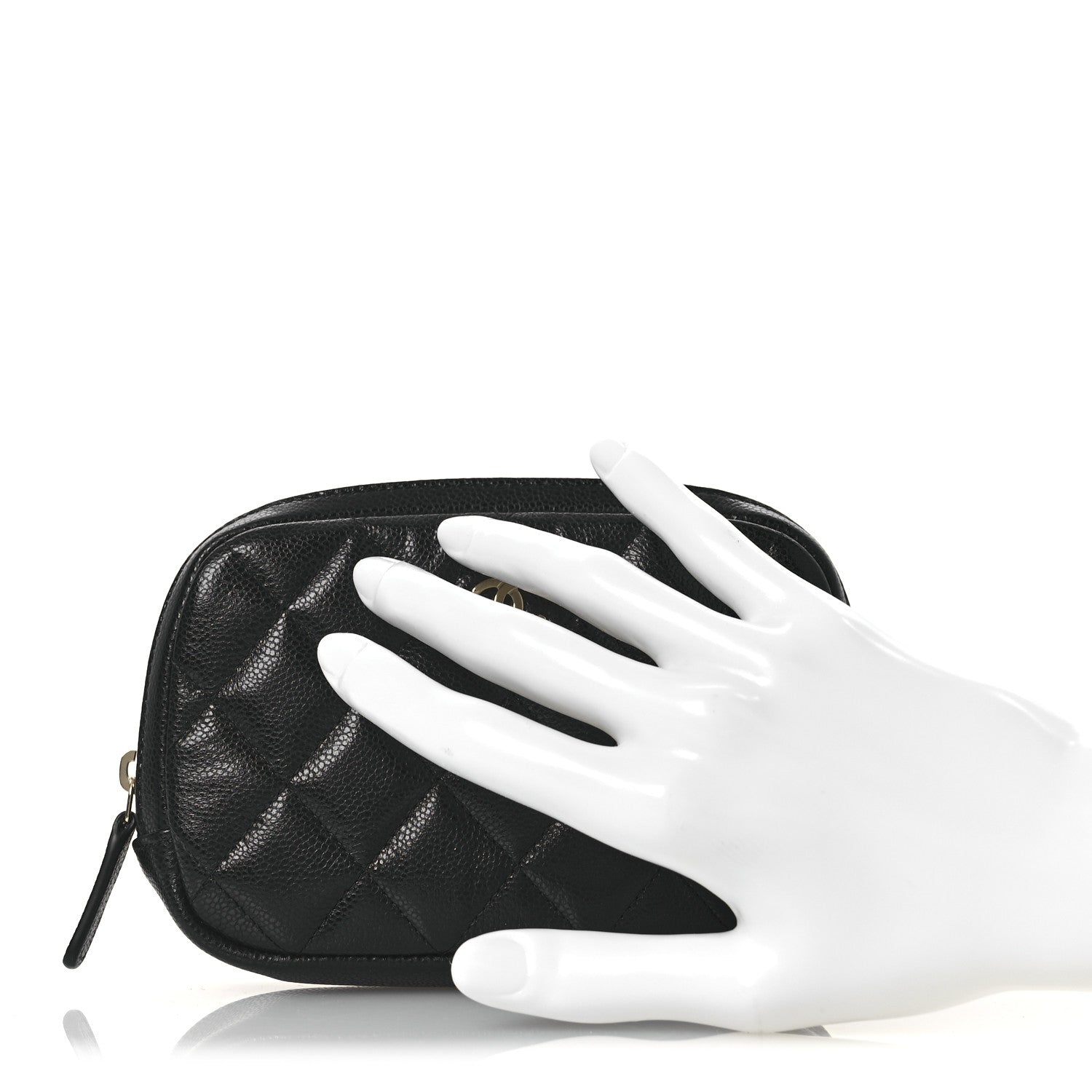 Chanel Caviar Quilted Small Curvy Pouch Cosmetic Case Black 2 of 11