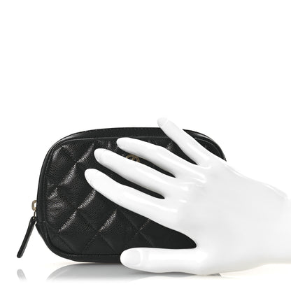 Chanel Caviar Quilted Small Curvy Pouch Cosmetic Case Black 2 of 11