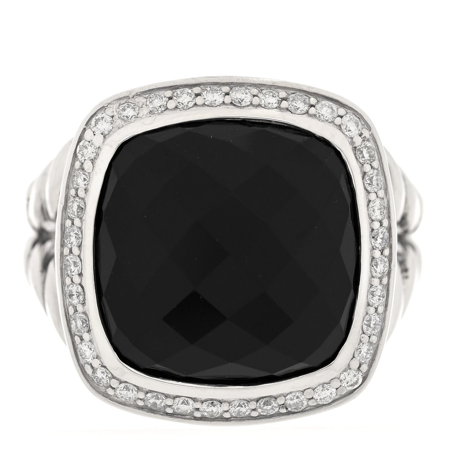 Sterling Silver Diamond Black Onyx 14mm Albion Statement Ring 57 8