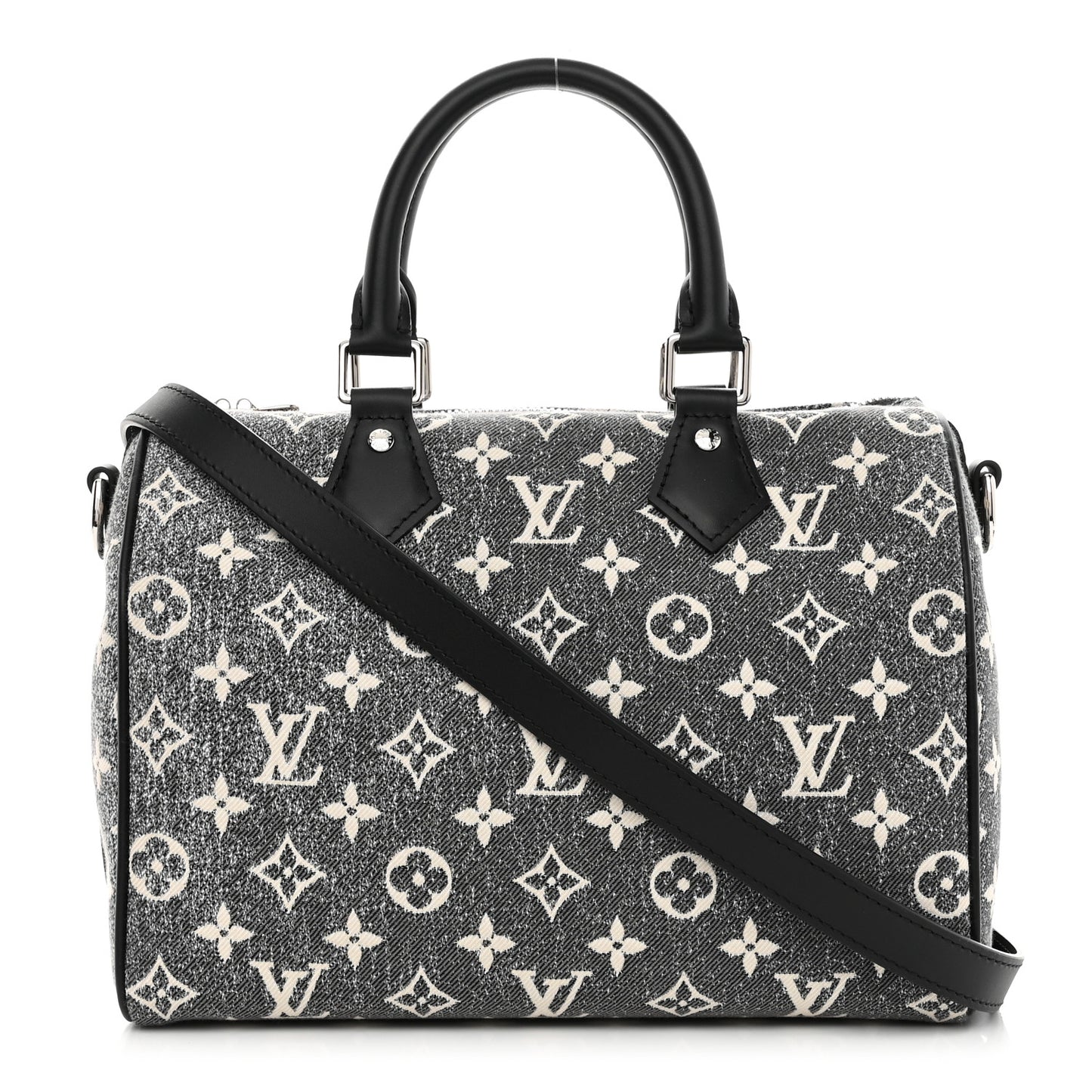 Denim Monogram Jacquard Speedy Bandouliere 25 Black
