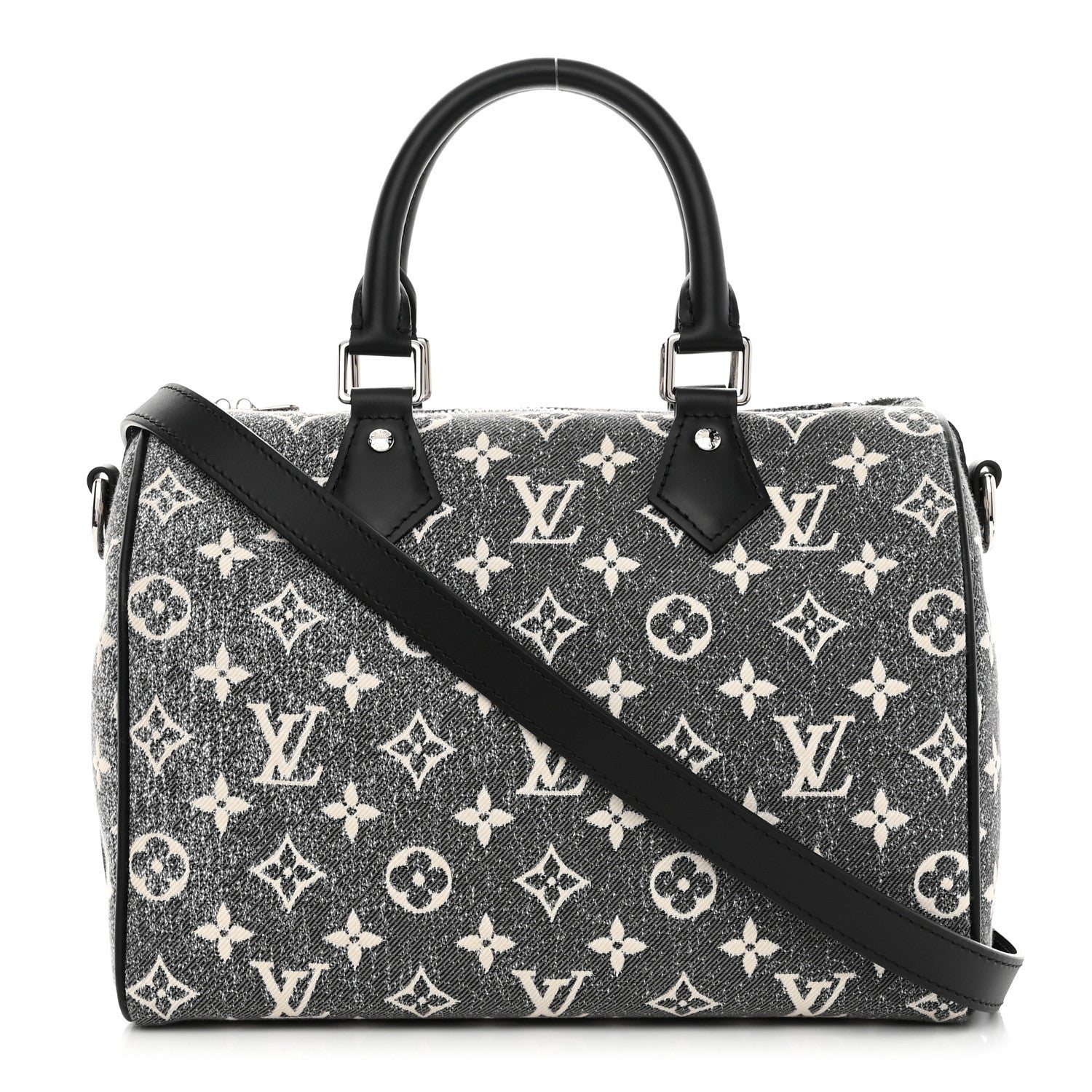 Louis Vuitton Denim Monogram Jacquard Speedy Bandouliere 25 Black 1 of 7